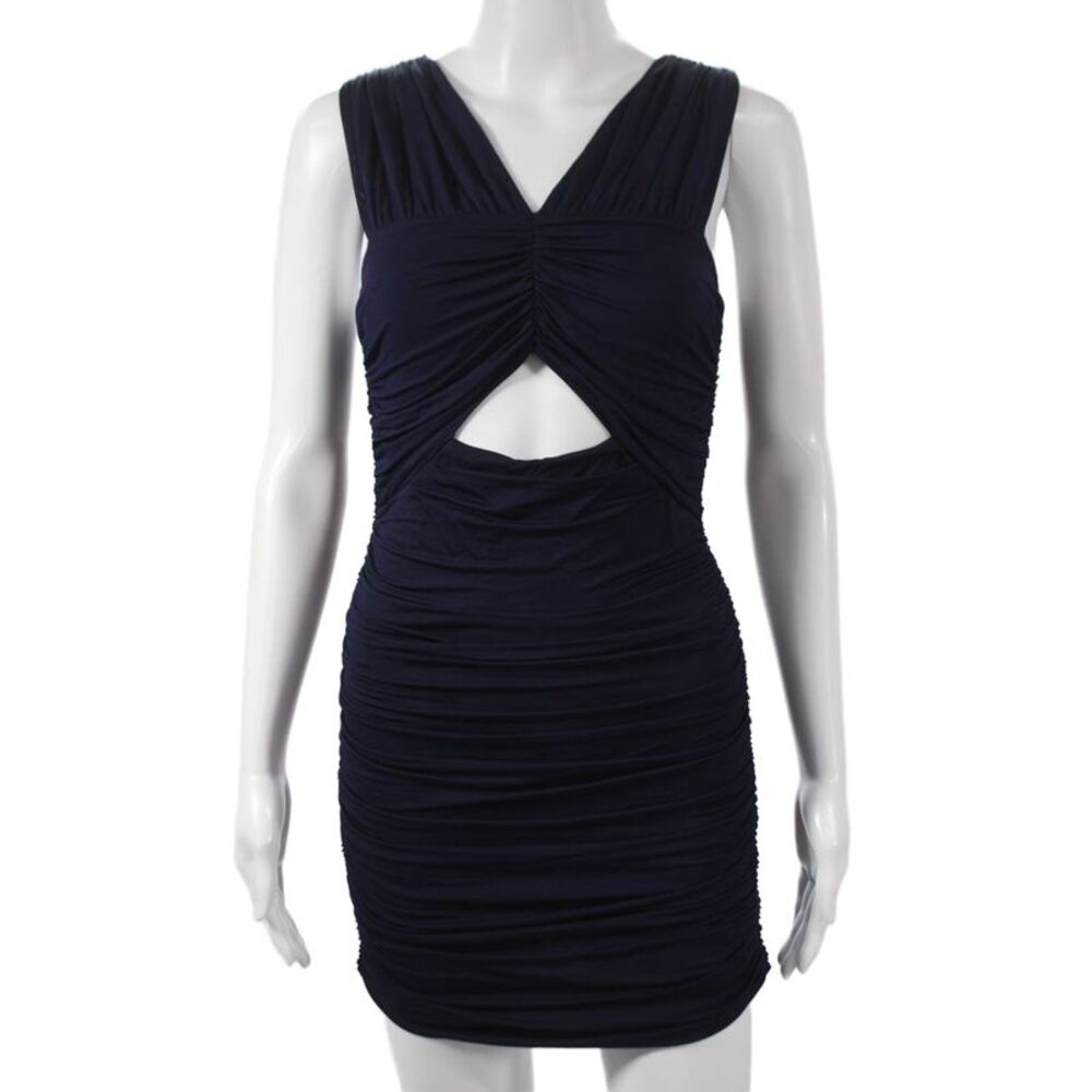 Love Shack Fancy Women Blue Rayon V-Neck Sleeveless Bodycon Mini Dress Size 0P